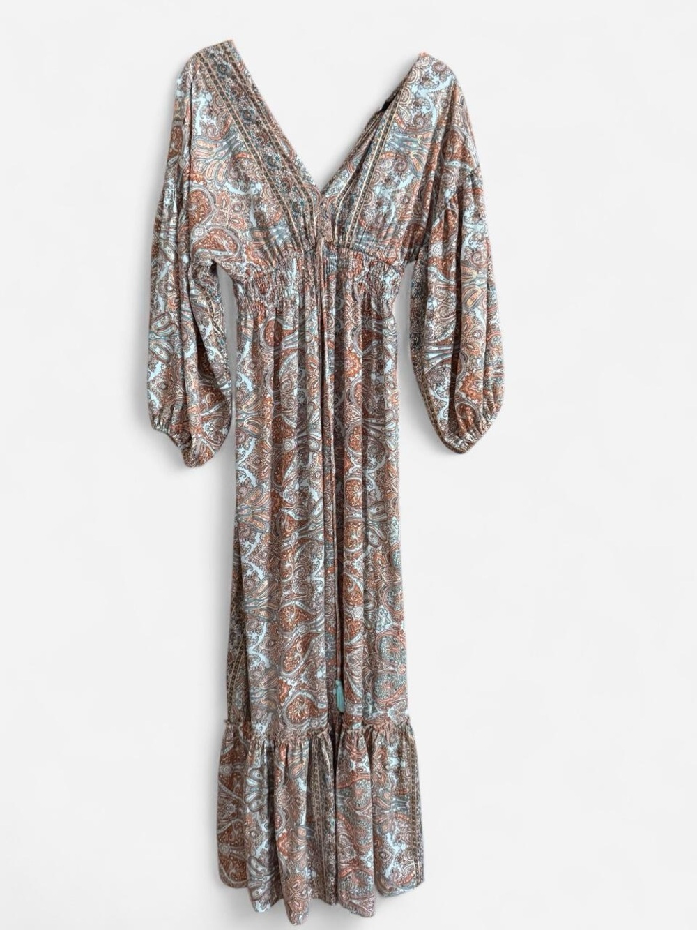 Bohemian style 100% Silk Maxi Dress